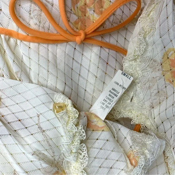 Vintage floral peignoir nightgown/robe 2 piece set, S - Picture 14 of 14